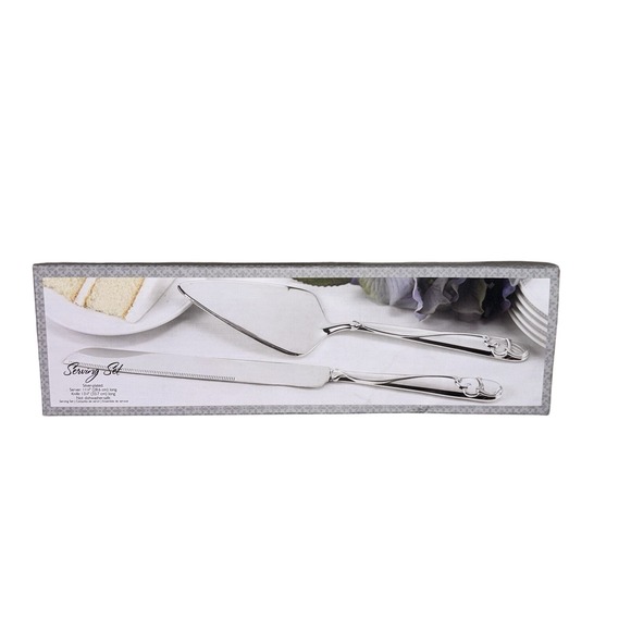 Silver Plated Wedding Cake Serving Set‎ Graceful Heart Hortense Hewitt - Picture 2 of 9